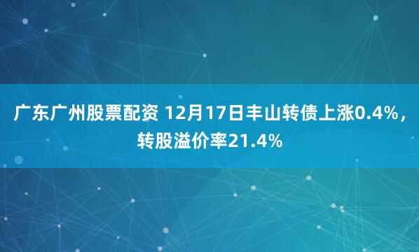 广东广州股票配资 12月17日丰山转债上涨0.4%，转股溢价率21.4%